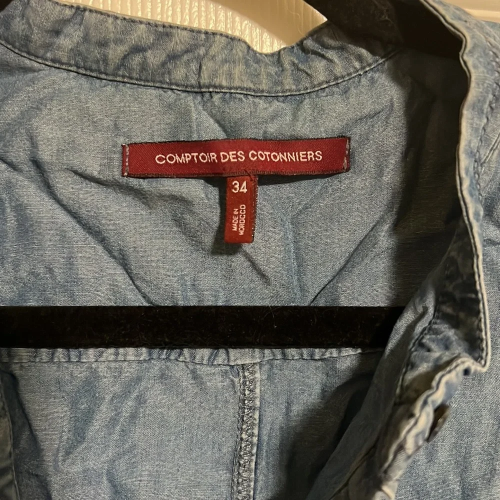 Comptoir Des Cotonniers Denim Button Front Blouse - Picture 3 of 6